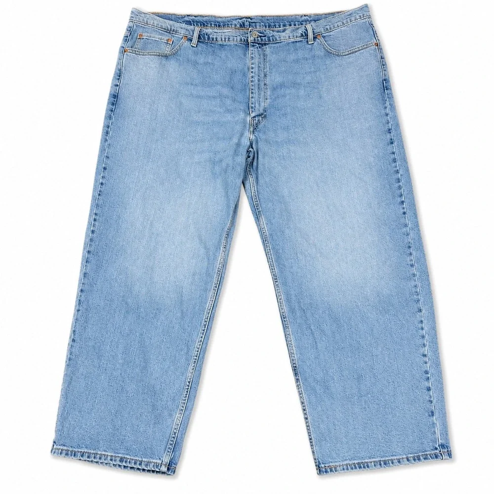 Levi's 550 Relaxed Fit Jeans Men's W50 L30 Light Wash Blue Tapered Stretch Denim